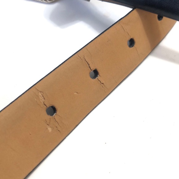 Navy Blue & Bling Genuine Leather Belt Size Large - Picture 9 of 11